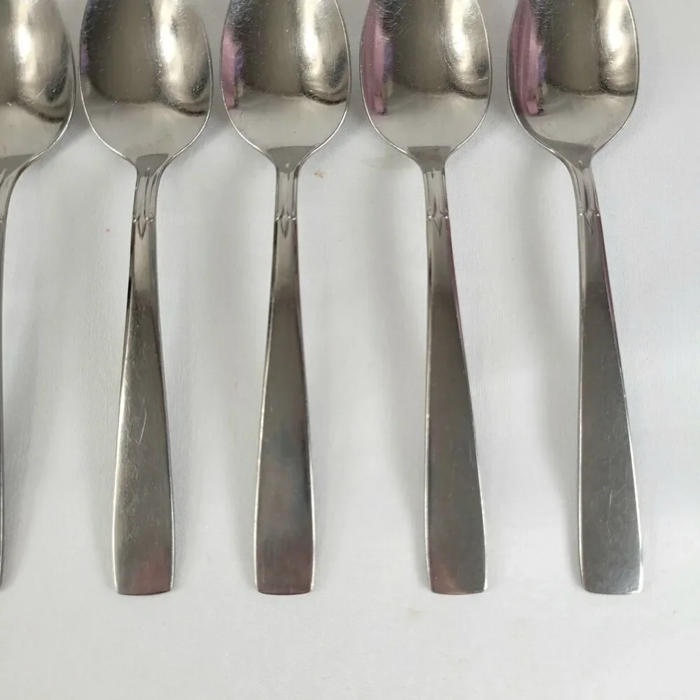 Oneida Satin Accent Stainless Flatware Set 6 Teaspoons Oneidacraft USA Deluxe 6